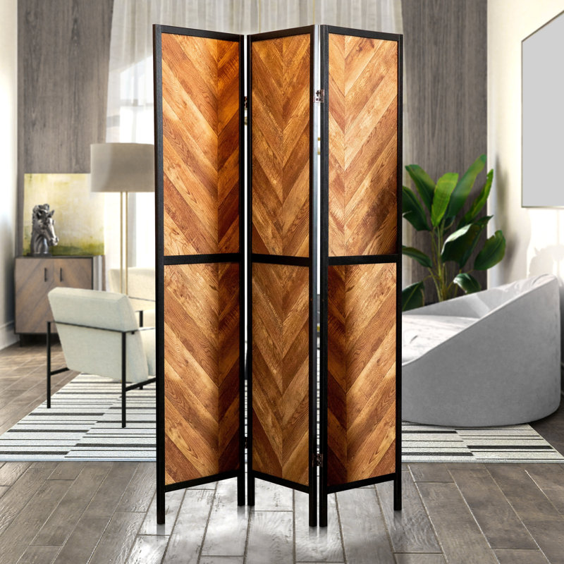 Cloison 3 panneaux en bois massif Juleesa l 52 po x H 70,25 po