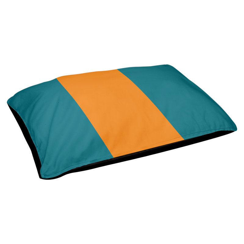 Coussin rectangulaire designer Atlanta, Grand (L 40 po x l 50 po), Bleu sarcelle foncé du Pacifique / orange brûlé