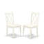 Ensemble de table de salle à manger 3 pièces pour petits espaces comprenant une table de salle à manger ronde avec piédestal et 2 chaises en tissu de lin, blanc lin-2101052477-2112551222