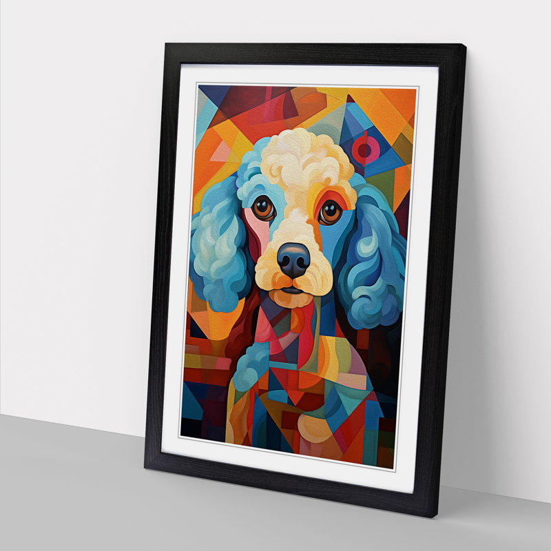 XYZ-FRM-V1223-5264 Poodle Cubism No.2 - Single Picture Frame Print on Wood, Black, 34cm H x 25cm W x 2cm D