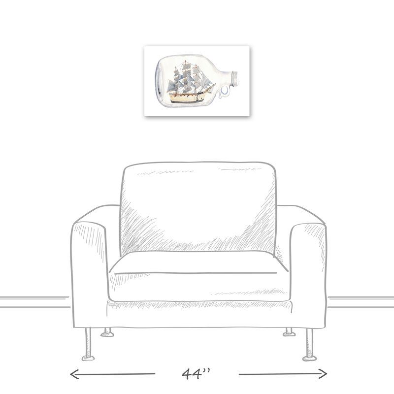 Bateau dans une bouteille sur toile, H 12 po x l 18 po x P 1,25 po