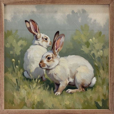 Two Bunnies In Tall Pasture