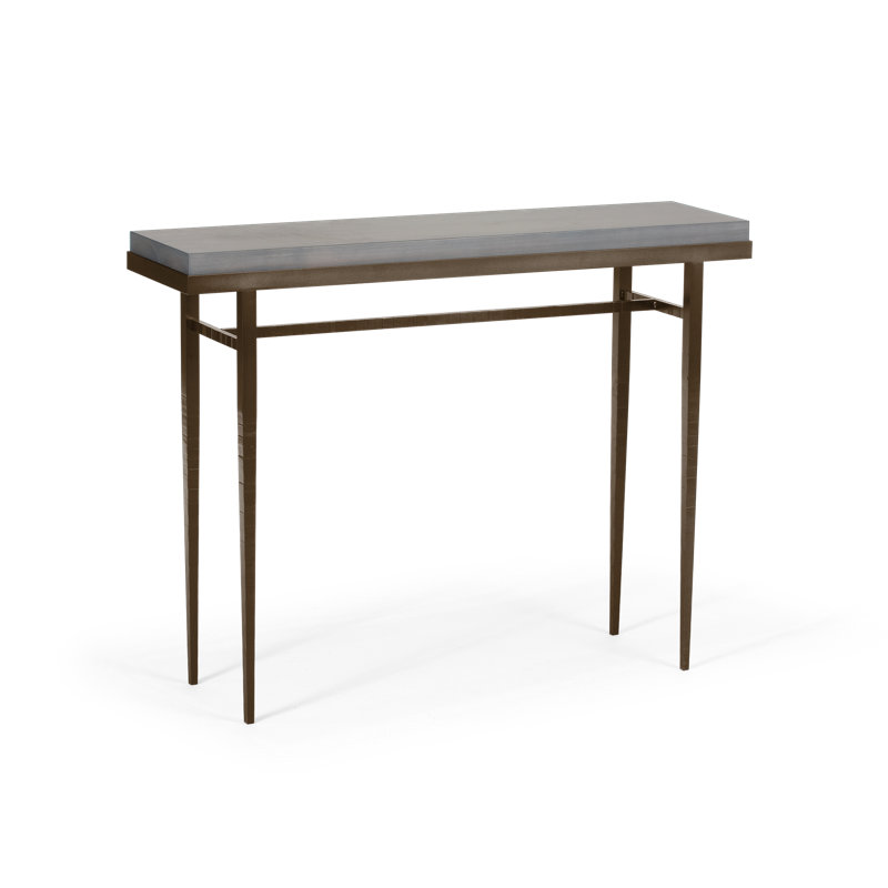 Wick Console Table, 32" H x 42" W x 11.5" D, Gray, Bronze