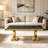 Rivy Black Gold Rectangle Coffee Table with Marble Look Top and U-shaped Base