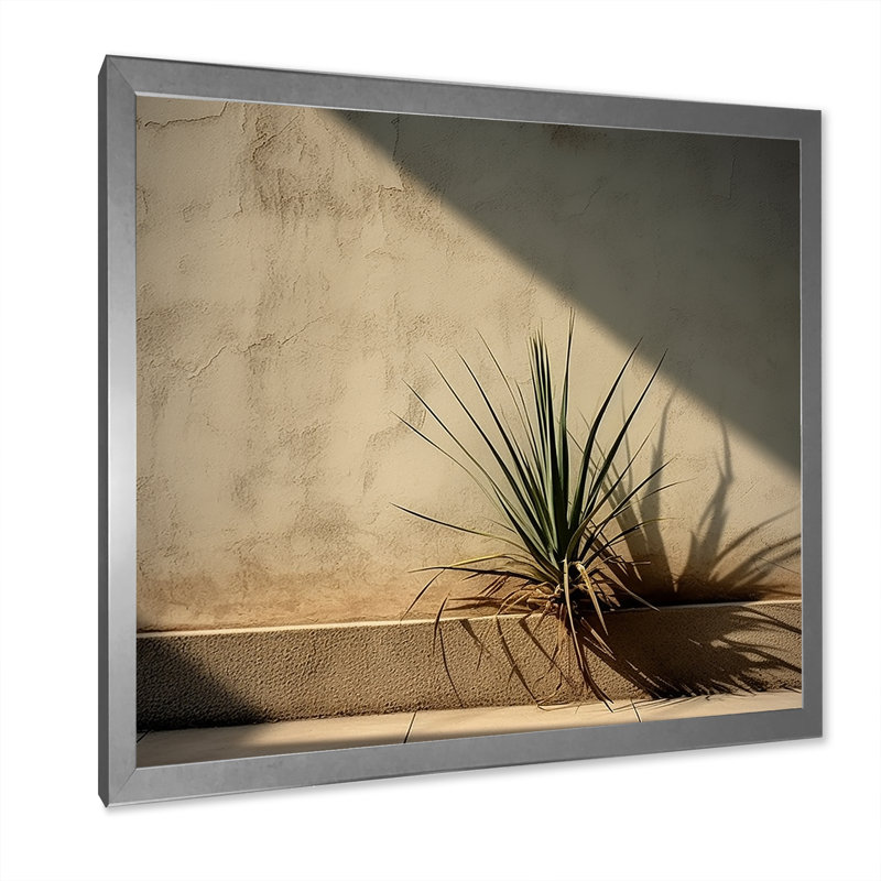 Plantes de minimalisme sur toile, Cadre simple argenté, H 24 po x l 24 po x P 1 po