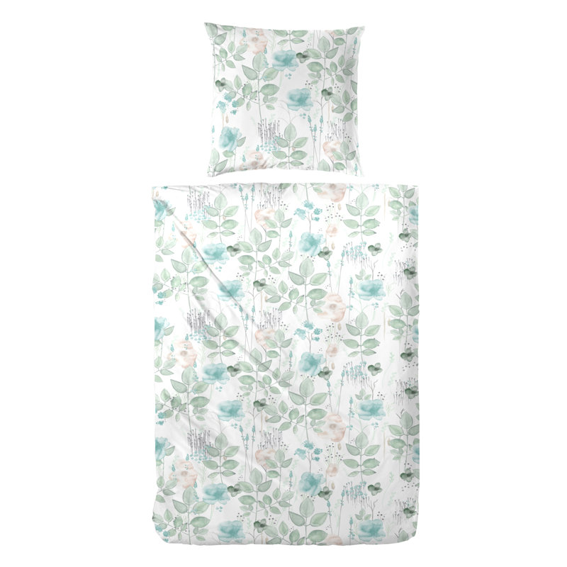Makale Cotton 91 TC Duvet Cover Set, Green, Single - 1 Pillowcase (80 x 80 cm)