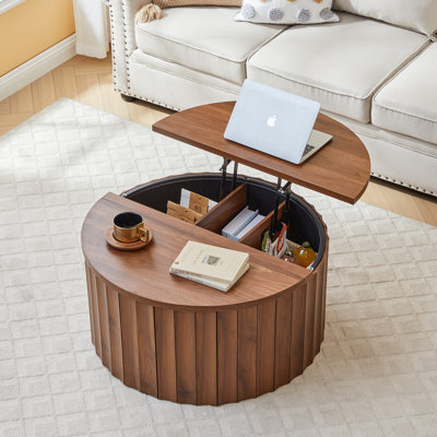 Adelle Round Lift Top Coffee Table with Hidden Storage, 36" Modern Storage Coffee Table for Living Room