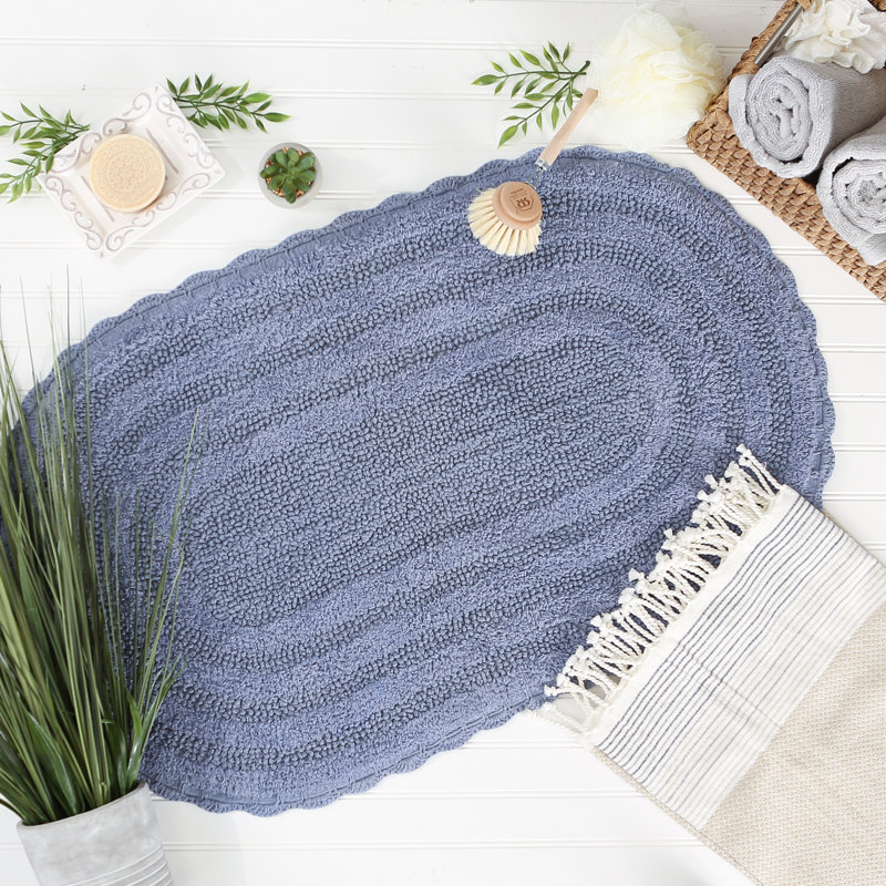 Tapis de bain Hchet, Grand, Bleu délavé à la pierre