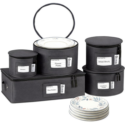 Ensemble de rangement en porcelaine de Chine, paquet de 5, noir