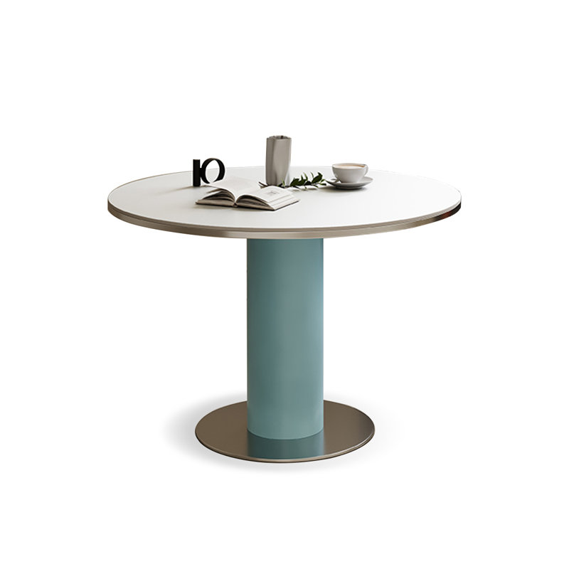 White Round Sintered Stone Dining table, 29.53"H x 39.37"L x 39.37"W