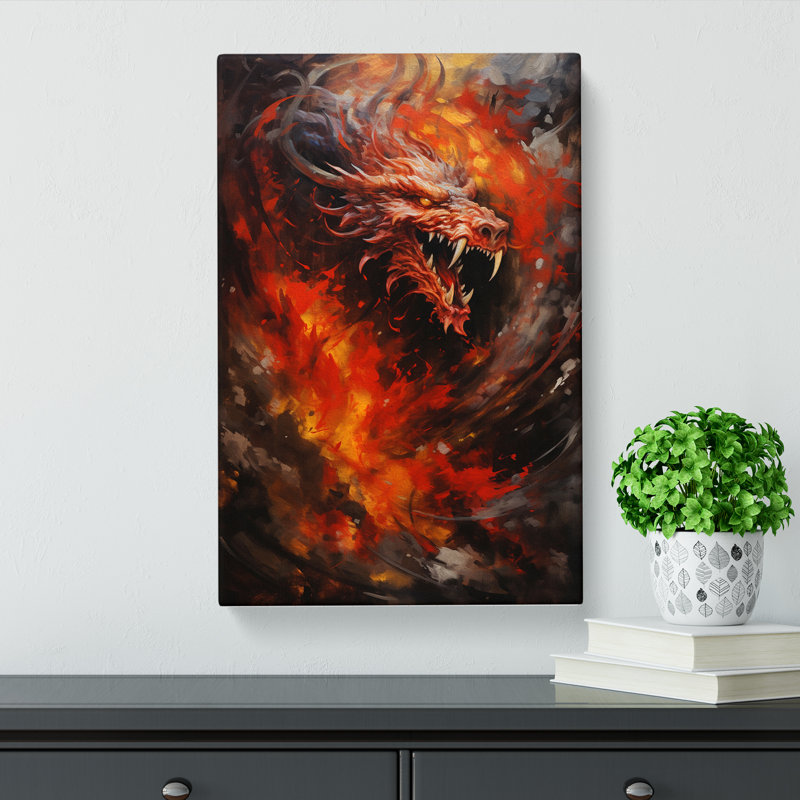 Chinese Dragon Action Painting - Wrapped Canvas, 76cm H x 50cm W x 3cm D