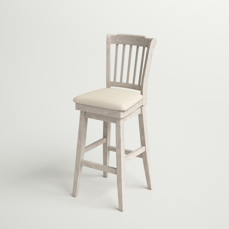 Fortville Swivel Upholstered Counter Stool, Antique White, Bar Stool (29” Seat Height)