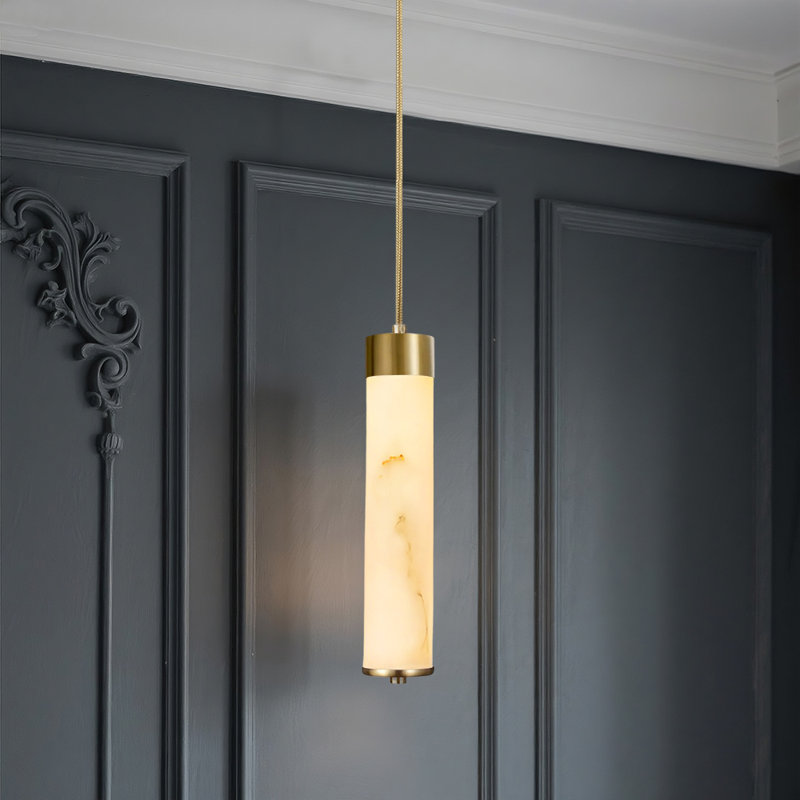 1- Light Alabaster Mid Century Modern Copper Pendant Lights