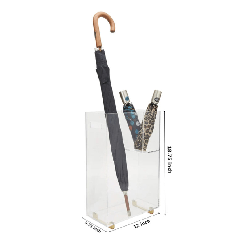 Modern Acrylic Umbrella Stand with Gold Legs for Entryway Storage, Gold