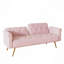 Canapé-lit de 69,7 po de long recouvert de velours rose avec garniture cloutée et coussin décoratif assorti-1609339490