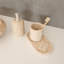 Ensemble de salle de bain élégant 3 pièces, marbre de travertin beige | Distributeur de savon (3,5 po de diamètre, 4,7 po de hauteur), porte-brosse à dents (3,5 po de diamètre, 3,9 po de hauteur), plateau de meuble-lavabo (9,8 x 4,7 x 0,8 po) | Conception luxueuse pour les salles de bain modernes-1943277375