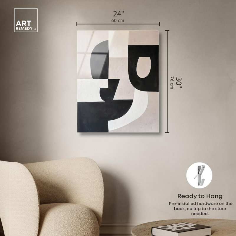 Curvilinear Contrast I, impression sur acrylique, art du milieu du siècle par Art Remedy, H 30 po x l 24 po