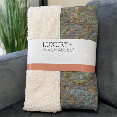 Addison Machine Washable Sherpa Paisley Throw Blanket