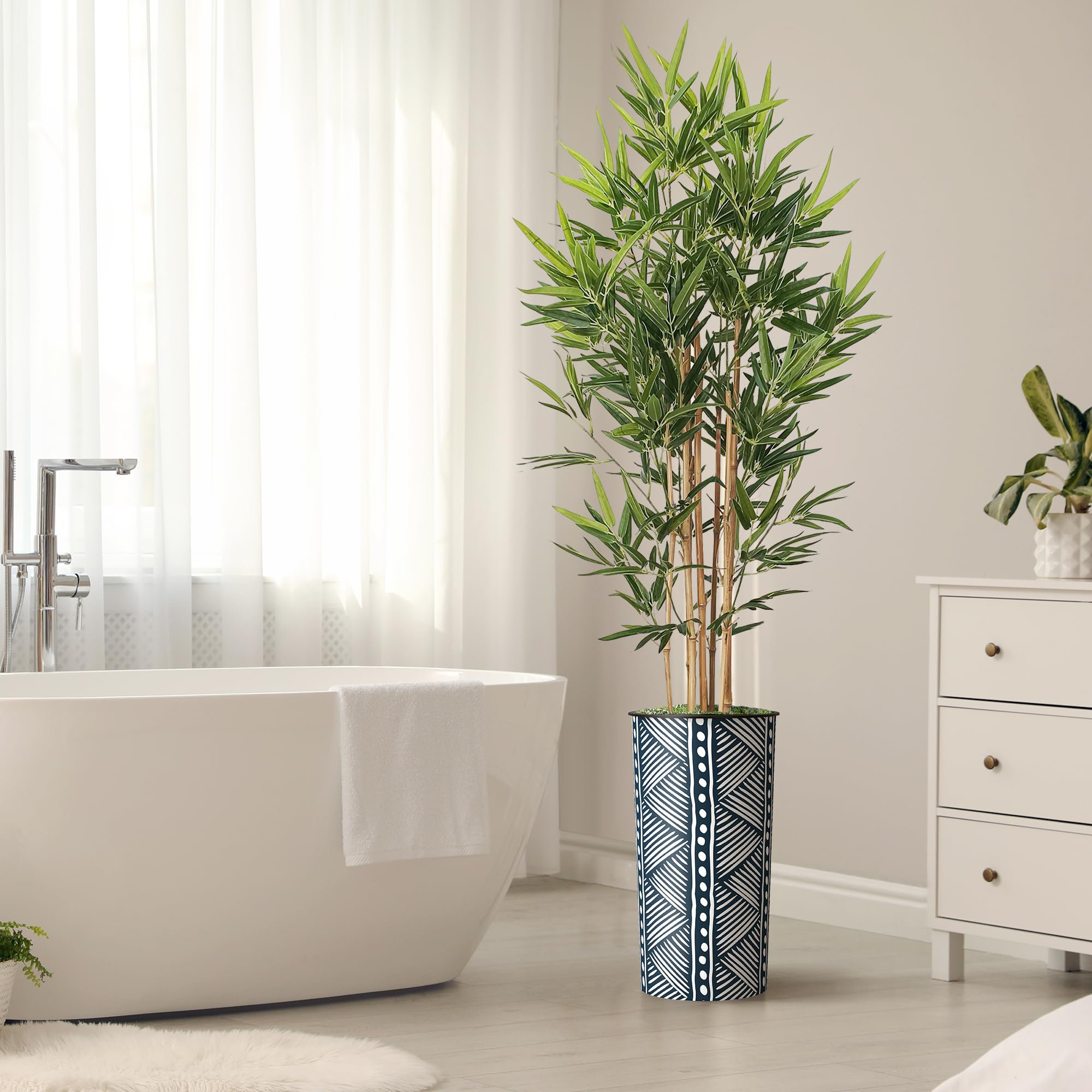 SIGNLEADER Artificial Tree in Black and White Modern Planter Fake