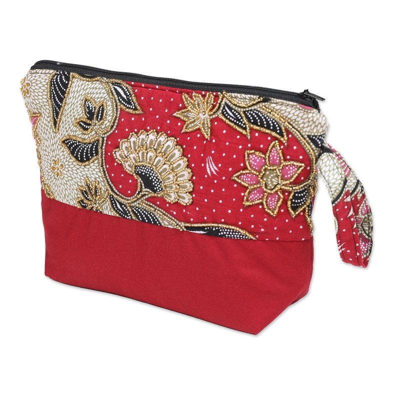 Trousse de batik en coton brodée à la main Novica