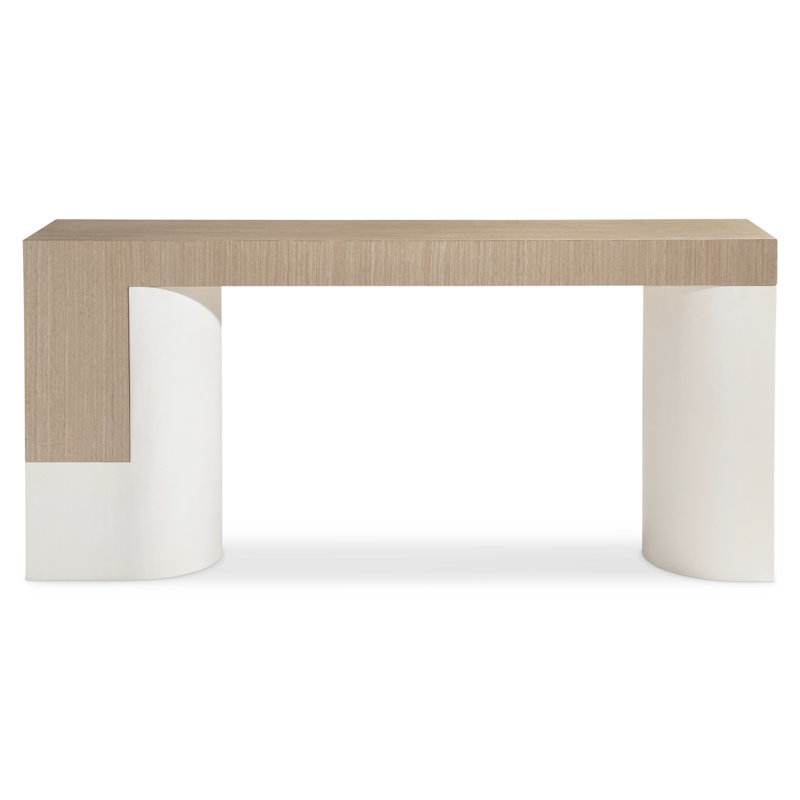 Transitional Modulum 64'' Brown and White Wood-Stone Console Table