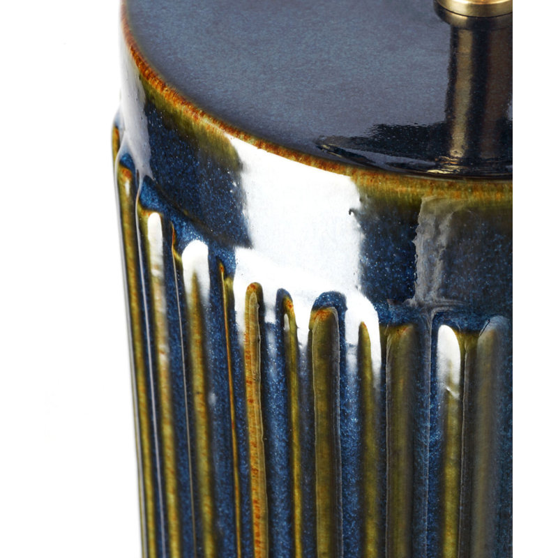 Ellora 28" Table Lamp with Linen Shade, Mixed Blue Brown