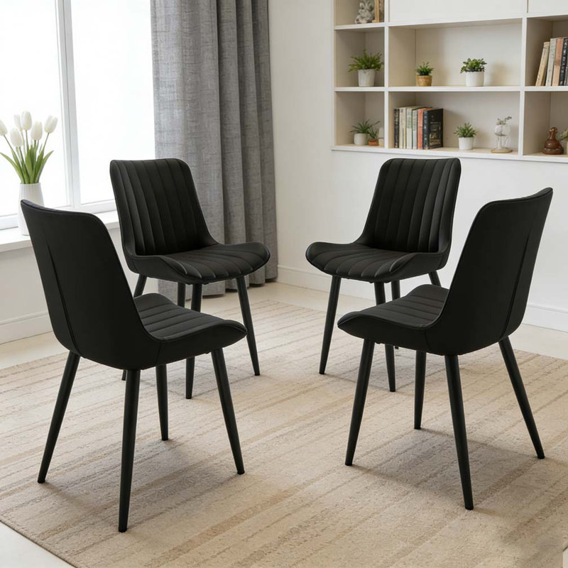 Ensemble de chaise de salle à manger moderne et minimaliste, 4, Noir