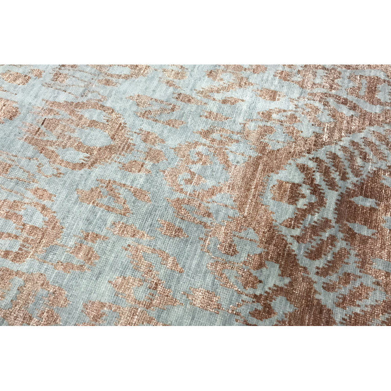 Hand-Knotted High-Quality Silver and Orange Area Rug