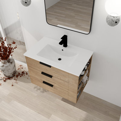 Drumlin 30'' Single Bathroom Vanity with Acrylic, Ceramic Top