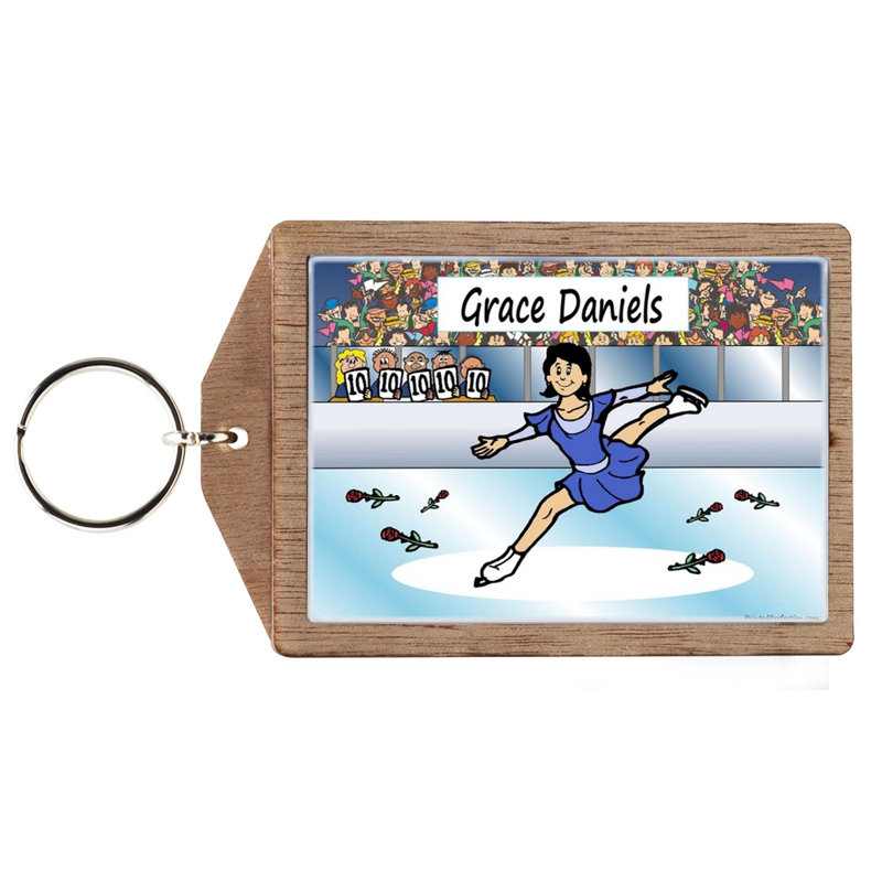 Patin à glace personnalisé - Porte-clés en bois féminin, Oui