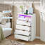 Commode double 4 tiroirs avec prise de courant décorative avec éclairage à DEL et commode blanche moderne avec station de charge