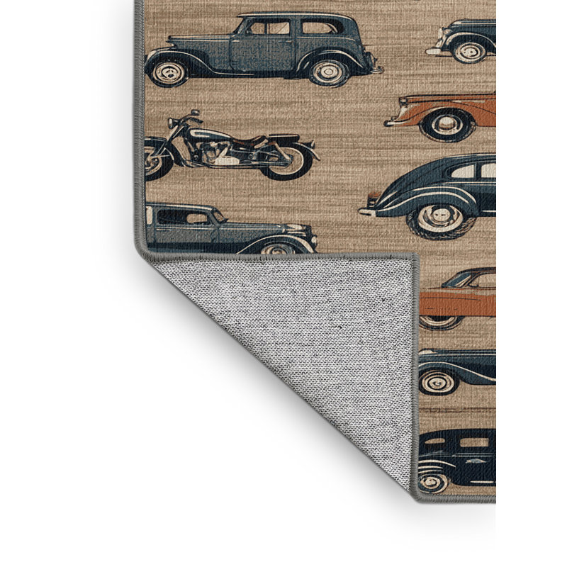 Machine Washable Transportation Grey Area Rug, Square 5'