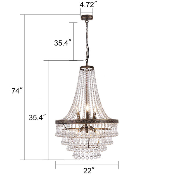 House of Hampton® Em墨ls 6-Light Crystal Empire Chandelier & Reviews ...