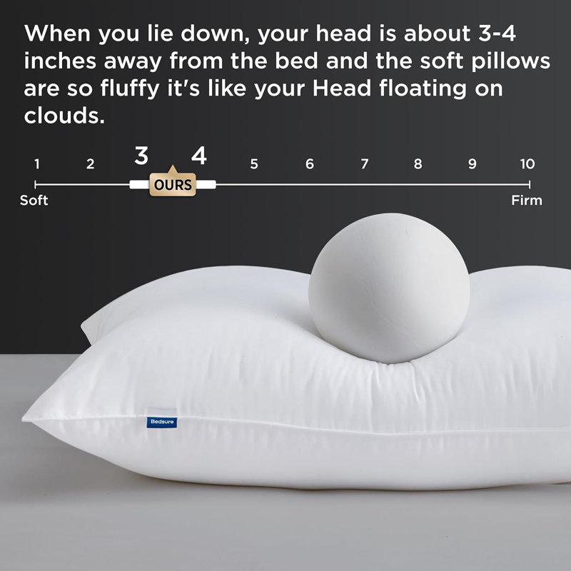 Coussins de literie moelleux et de soutien pour dormeurs latéraux et dorsaux, Très grand lit