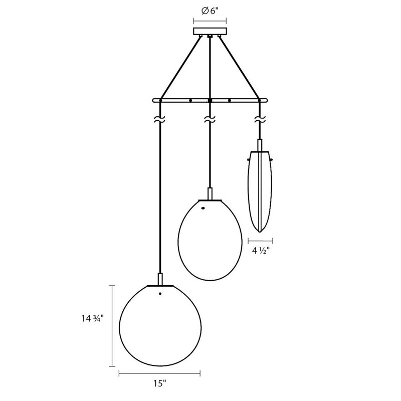 Cantina 3 - Light Satin Black Cluster Pendant, 19.25" H x 36" W x 36" D, Poured White