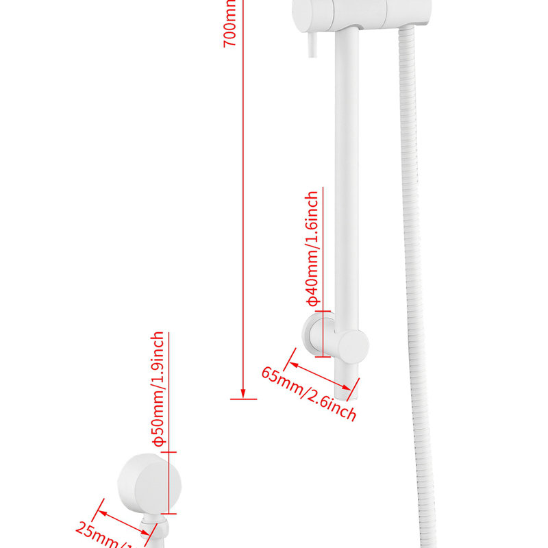 La barre d'appui coulissante en acier inoxydable SHOWERS comprend une pomme de douche à main et un boyau d'arrosage de 59 pouces