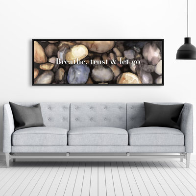 Breathe Trust Let Go - Beige Minerals Framed Canvas Decor