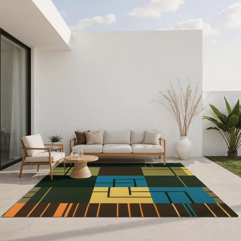 Patterned Peaks Indoor And Outdoor Area Rug, Rectangle 3' x 5'