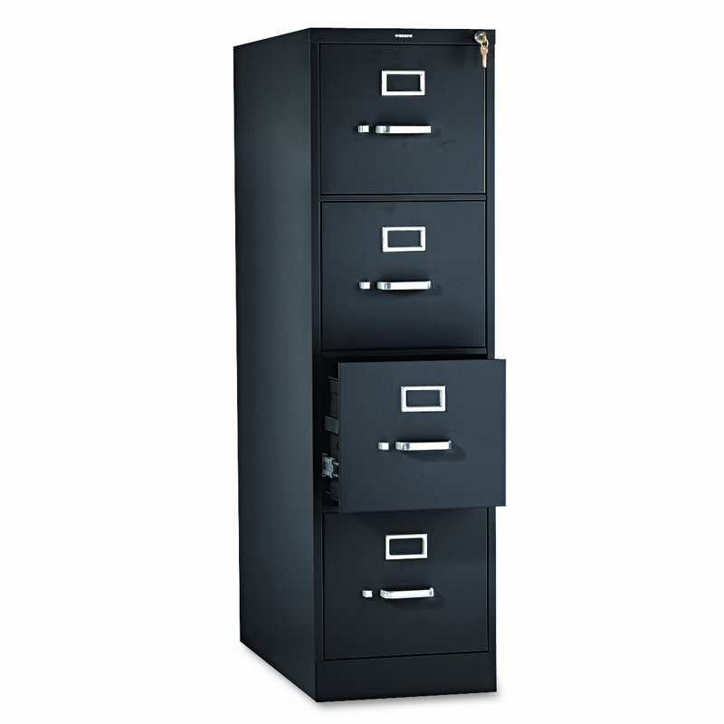 Black Steel 4-Drawer Lockable Vertical Filing Cabinet