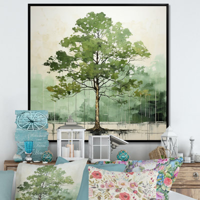 «Green American Basswood Wildlife I», art mural arbre