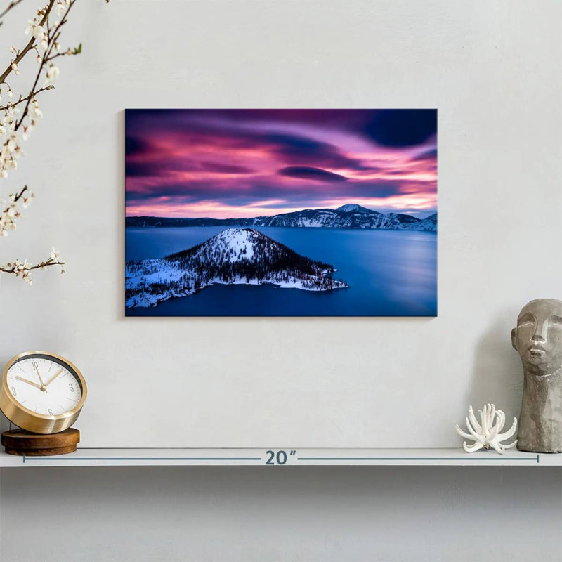 Lac mauve Alvord, ciel mauve, H 8 po x l 12 po