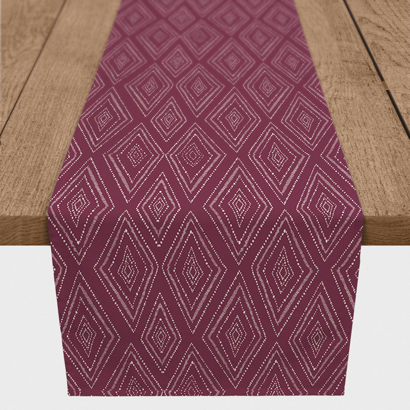 Doster Table Runner, 90" x 16", Burgundy, Geomestric 1