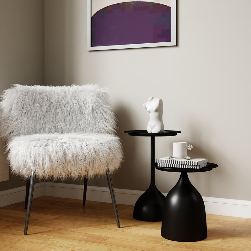 Side Coffee Table Set, Living Room Small Round End Table, Metal Nesting Tables Pedestal Tables Sofa Side And Bedside Console Table