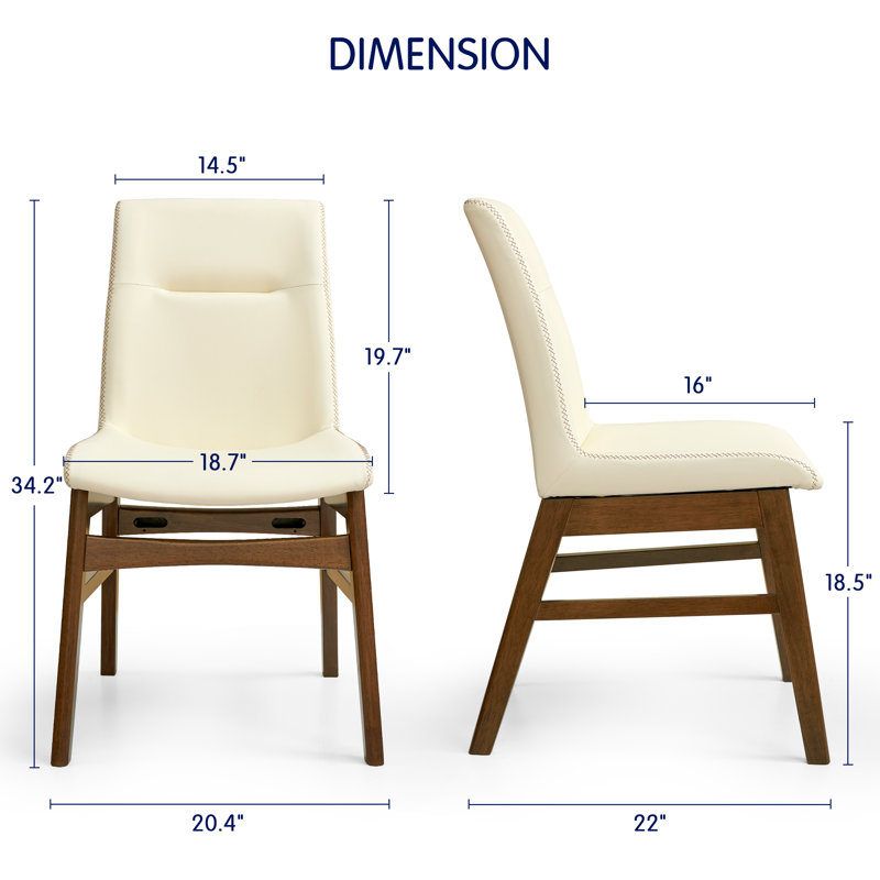 Pu Leather Dining Chairs, Modern Leather Dining Chairs With Solid Wood Frame, Water-Resistant & Easy-Clean, 6, White