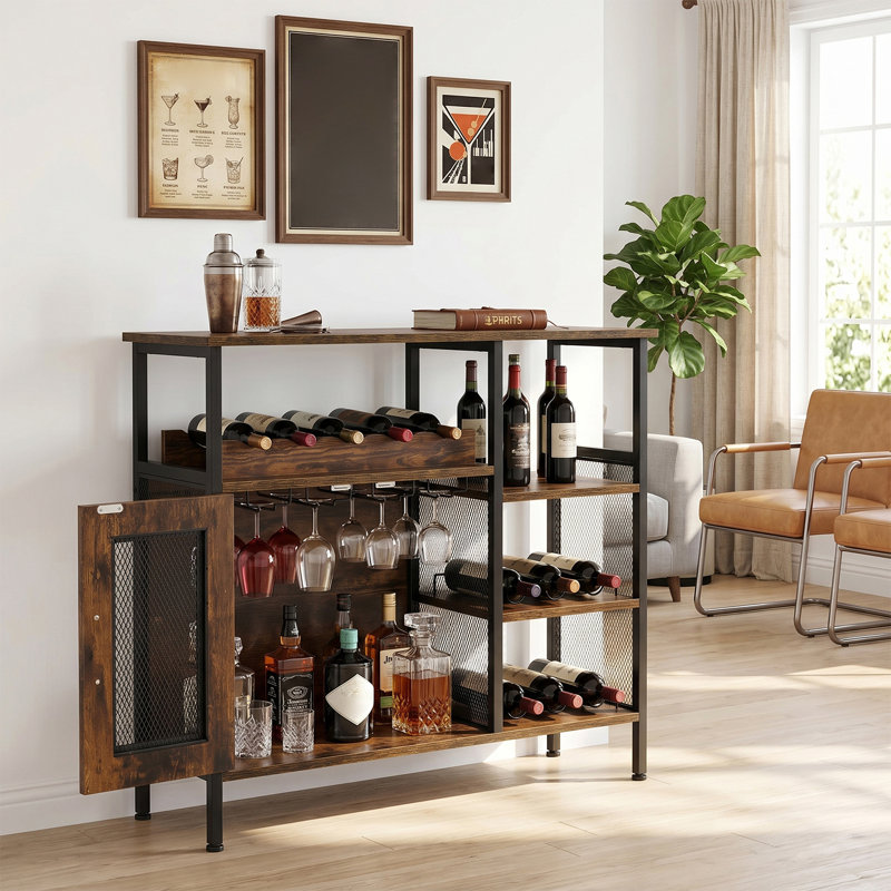 Wine Bottle & Glass Rack, Dark Brown