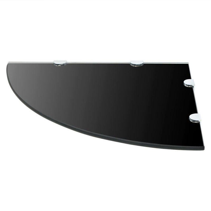 Brylee Glass Corner Shelf, 0.8cm H x 45cm W x 45cm D, Black