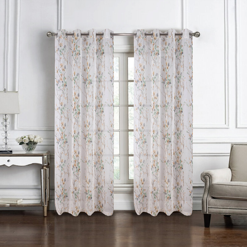 Panneau de rideau transparent Shunya, Sauge, L 54 po x L 90 po