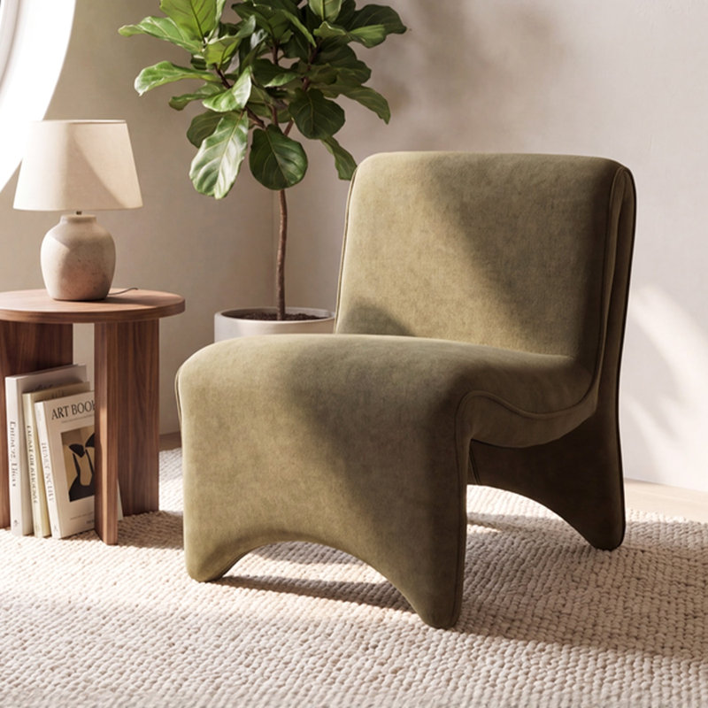 Fauteuil d'appoint moderne en chenille de 25 po de largeur, sans assemblage requis, Green