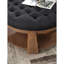 Repose-pieds capitonné de style transitionnel à assise profonde en lin avec tablette ouverte ton naturel / gris foncé | Structure en bois | Noyer brun
