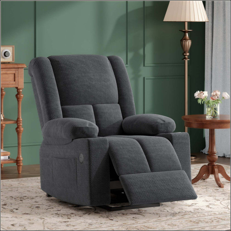 Fauteuil inclinable Power Lift avec massage et chaleur pour personnes âgées, ports USB et porte-gobelets, Gris